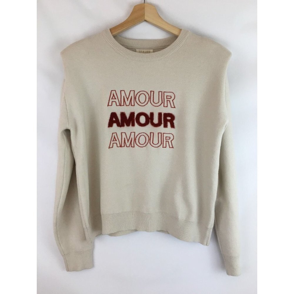 Lili &‎ Lala Top Pullover  Amour Graphic Embroidered Wool Blend M/L